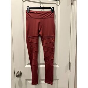 Bozzolo Womens Moto Mesh Panel Leggings Burgundy Medium AP52311 Activewear